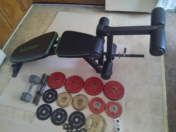 Multi adjust Bench & 1in. Plates