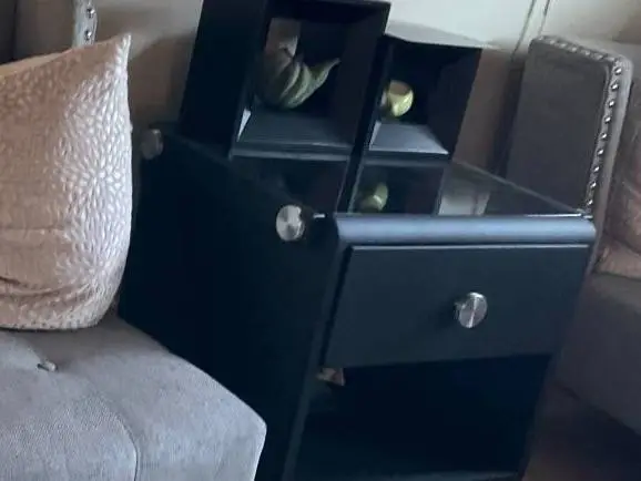 Modernist /Industrial BLACK METAL END TABLE/ NIGHTSTAND