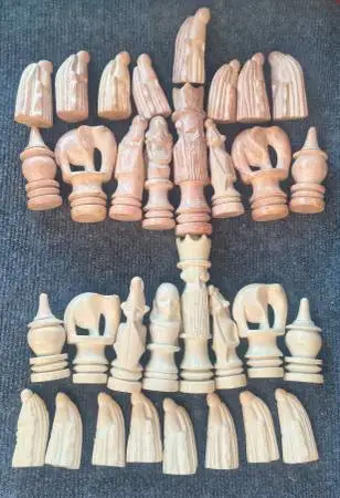 African Soapstone Hand Carved Chess Set 5-1/2 King