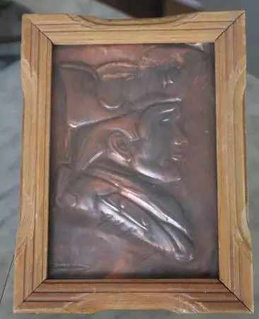 Vintage Copper repoussé plaque by Beth Cummings (1947–1992)