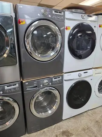 Lg grey front load washer and gas dryer