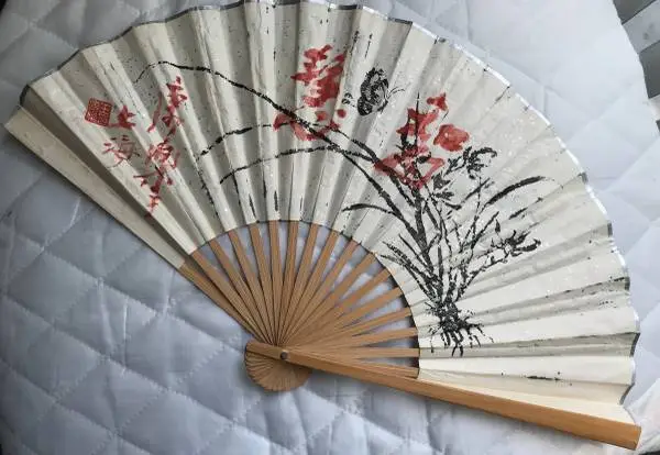 Asian Original Art Chinese Painting and Calligraphy Fold Fan