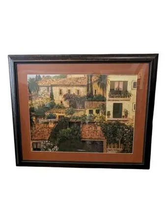 Jumbo Framed Art Print Tuscan Style Village Artist Montserrat Masdeu