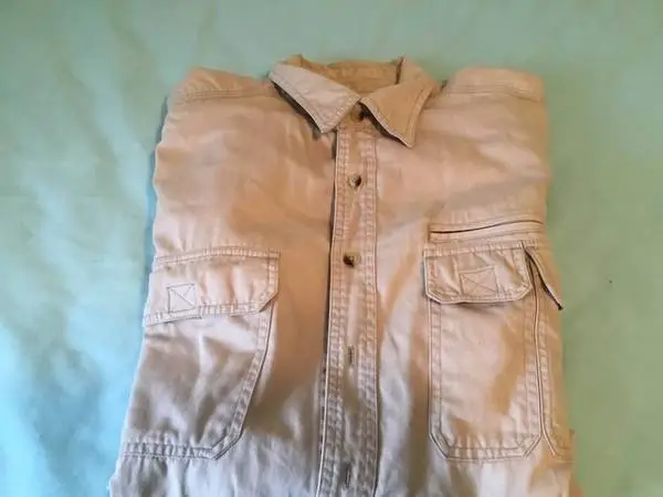 Mens No Boundaries Khaki Convertible Sleeve Utility Shirt - Safari Fi