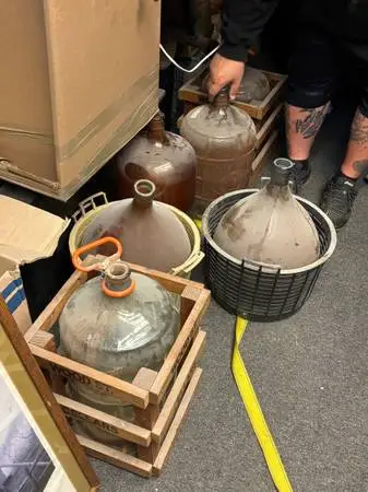 Collection of *6* Antique Large Glass Italy and USA Demijohn Carboys