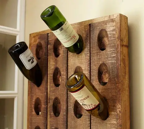 Pottery Barn Decorative French Wine Bottle Riddling Wall Rack