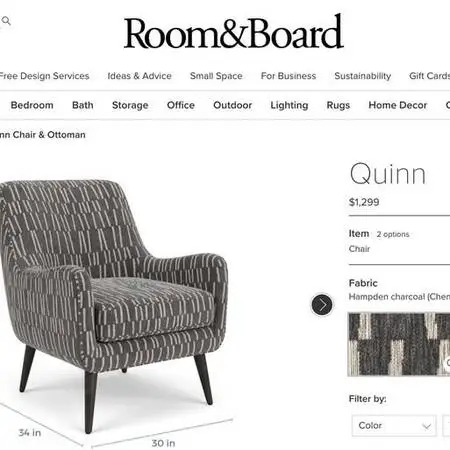Room & Board Quinn Arm Chairs (Pair) — Custom Atomic Fabric. Retails