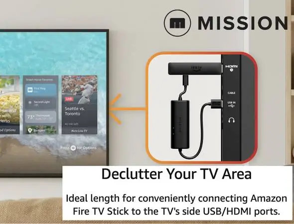 Amazon Fire TV Stick USB Power Cable / Power Supply - Made by Mission