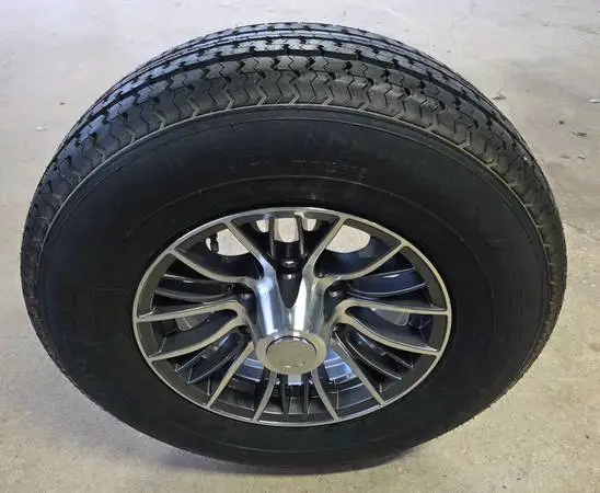 15 Mastertrack Trailer Tire 225 75 R15E 6 Lug Evolution Gunmetal Rim