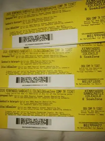 Kennywood, Sandcastle Tickets!!!!