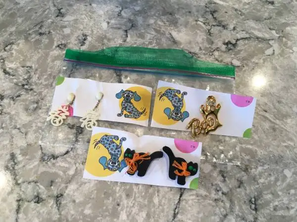 Halloween Set of Pin/ 2 Pairs of Earrings
