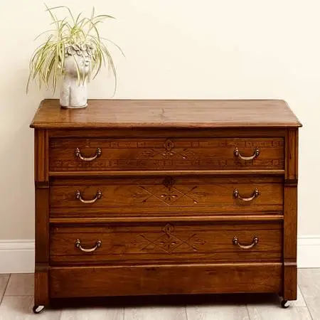 Chest - 1800s Eastlake Spoon-Carved Drawer Faces - Knapp Joints
