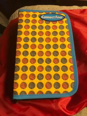 CONNECT 4 FOUR Travel Folio Board Game Folding Zip CarryingCase Hasbro