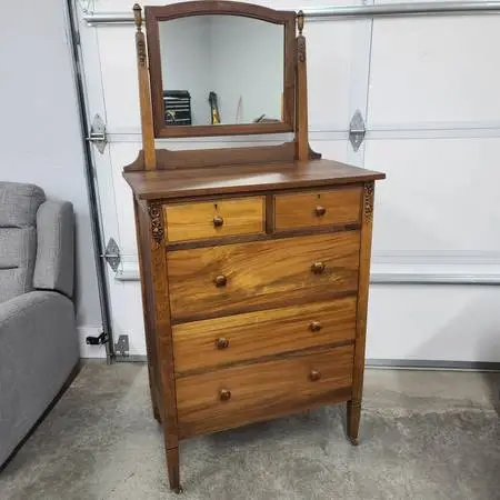 Vintage Solid Wood Tallboy Dresser