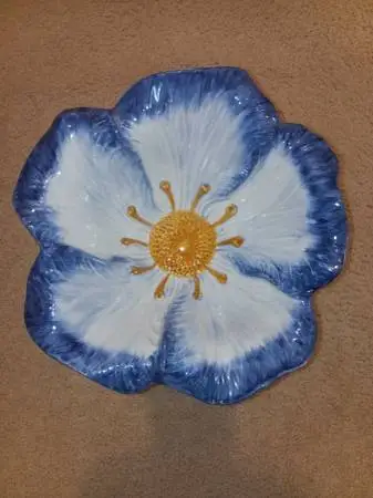 PEDESTALED ITALIAN FLORAL BOWL WITH SCALLOPED EDGES
