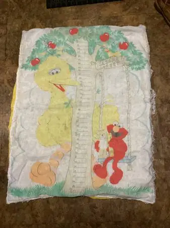 Vintage Sesame Street Big Bird‎ & Elmo Growth Tree Chart Crib Blanket