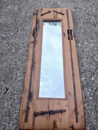 RUSTIC / INDUSTRIAL WOOD, NAILS, MIRROR WALL HANGING