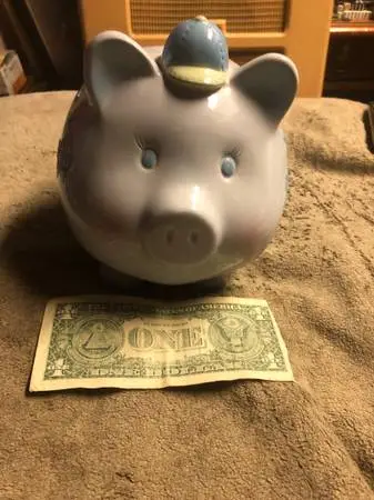 Vintage Little Star Blue Ceramic Piggy Bank with Stopper