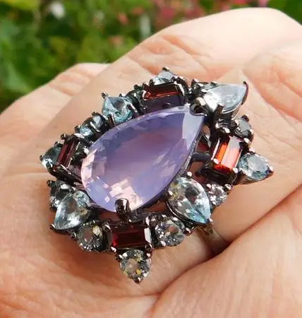Natural Lavender Moon Quartz, Ring Size 8 custom one-of-a-kind Jewelry