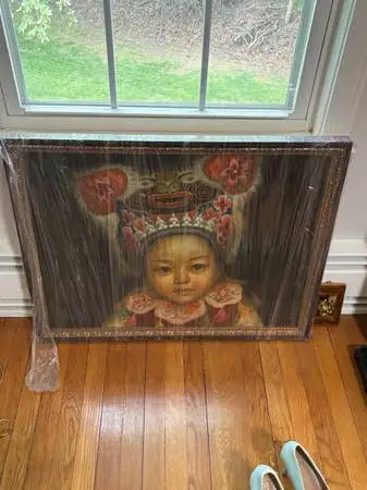 Asian Adorned Girl Oil-on-Canvas Painting