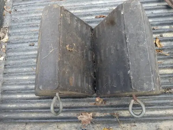 Two Hard Rubber Wheel Chocks