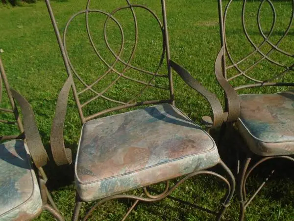 Vintage Wrought Iron Patio Chair Set of 5