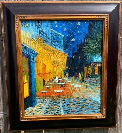 Framed original oil painting on canvas with Van Gogh artworks