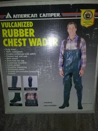 Chest Waders Vulcanized Rubber By American Camper Size 10 Boot