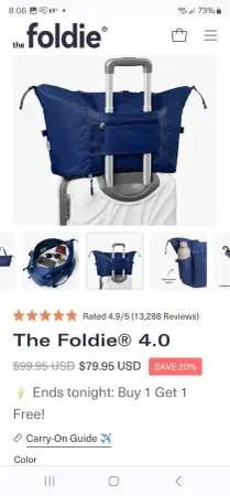 The Foldie bag tote (folds into small case) New