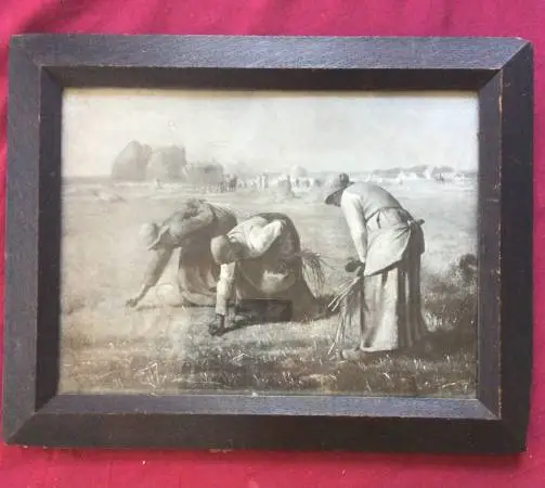 Antique Art Of Three Workers In Field