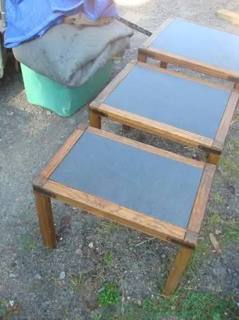 3 pc  rustic stack tables,