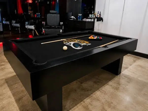 Custom Black 7-Foot Jacksonville Football-Themed Pool Table