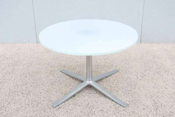 Modern Pearson Lloyd for Coalesse Bob Round Glass Top Occasional Table