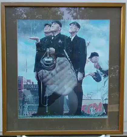 Norman Rockwell TOUGH CALL (Three Umpires) 1949 Baseball 24x22 Framed