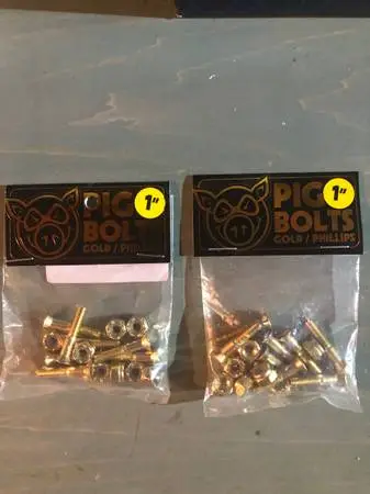 PIG Wheels 1” Gold Skateboard Hardware