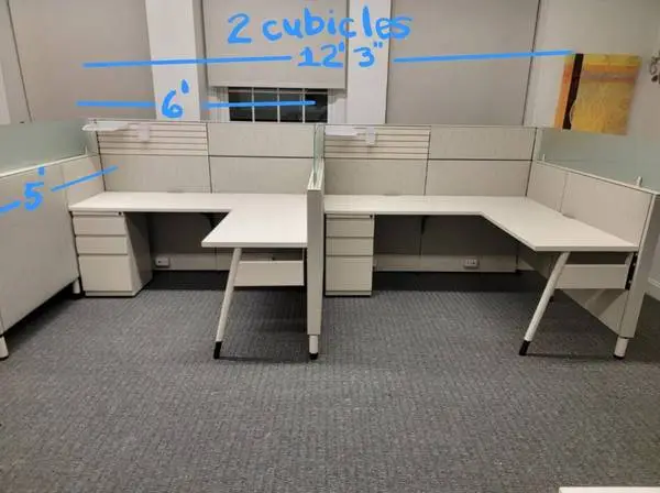6 X 5 HAWORTH CUBICLES W/ GLASSTOPS