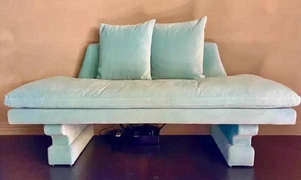Out of Stock NEW Frost Blue Velvet Pedestal Sofa Settee Couch Loveseat