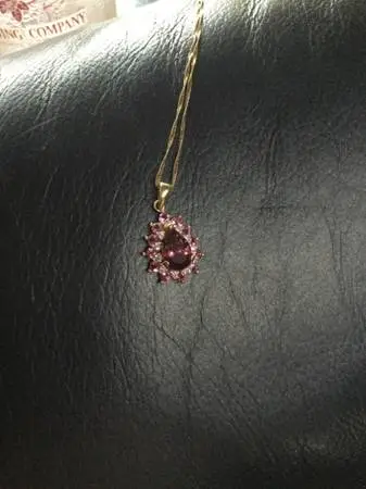 Vintage pink tourmaline tear/pear shaped 14kt gold pendent