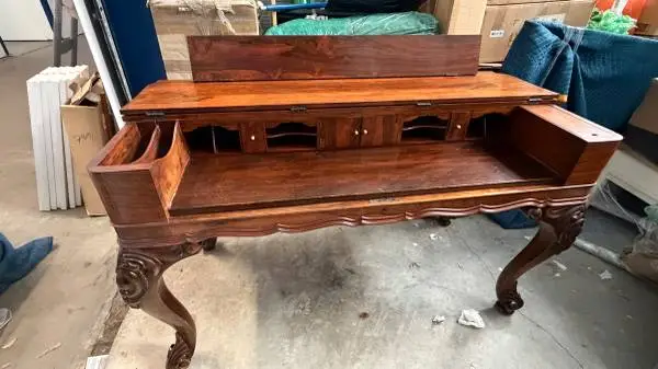 My Grandfathers Desk including matching reupholstered chair