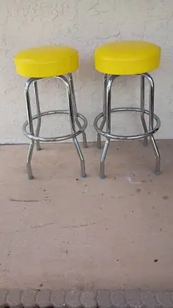 Set of Two Yellow Bar Stools