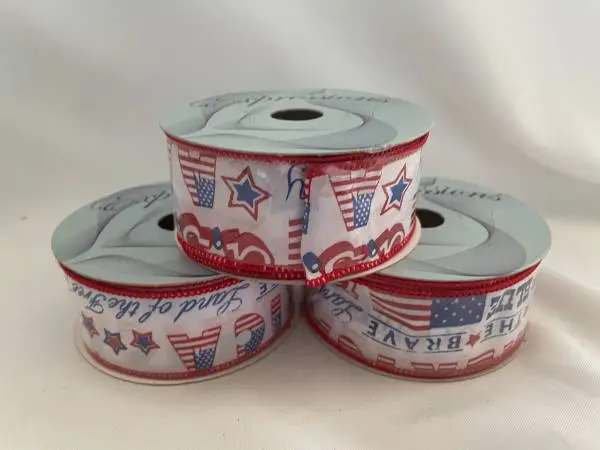 (3) RED, WHITE, BLUE, AMERICA, LIBERY, STARS AND STRIPES POLY. RIBBON