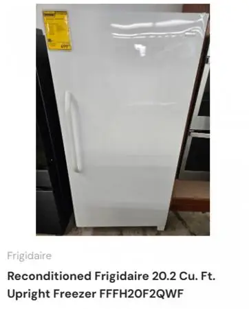 Reconditioned Frigidaire 20.2 Cu. Ft. Upright Freezer FFFH20F2QWF