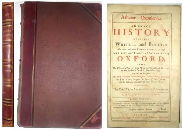 1721 HUGE 16 FOLIO Antique HISTORY OF OXFORD UNIVERSITY Rare Book!!