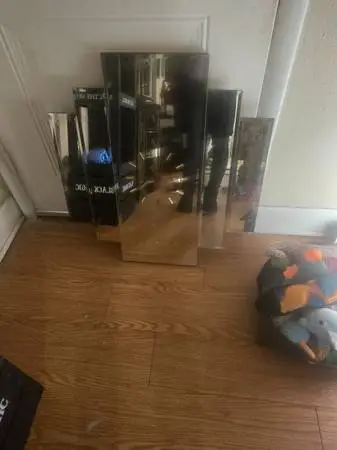 80s Art Deco Beveled Mirror Clock