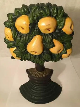 Vintage Cast Iron Fruit Pear Tree Doorstop
