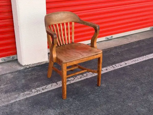 Vintage Walnut 1930-1940’ Bankers Walnut Wood Accent Chair by High Point Bendi