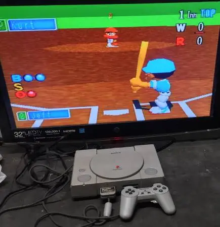 PlayStation One Console and Controller with Power and AV Cords