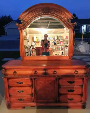 Large, Matching Bedroom Set of Dressers, Mirror, End Table & Armoire