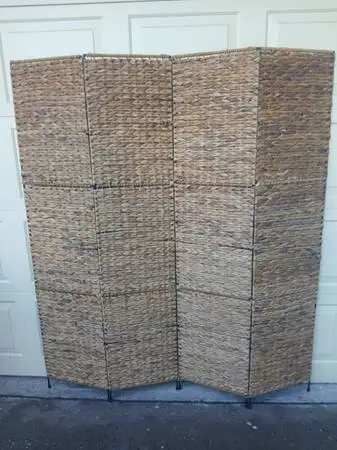 SEAGRASS 4 PANEL PRIVACY SCREEN, ROOM DIVIDER or WALL ART