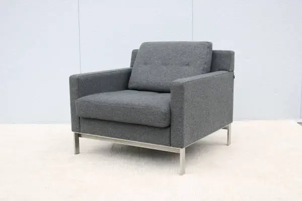 Mid-Century Modern Coalesse Millbrae Lifestyle Gray Wool Lounge Chair